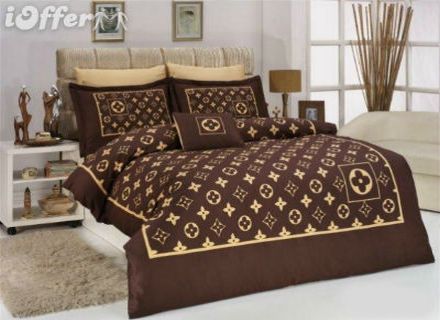 002 Louis Vuitton 6pcs Authentic LUXURY BED SET SATIN made in
