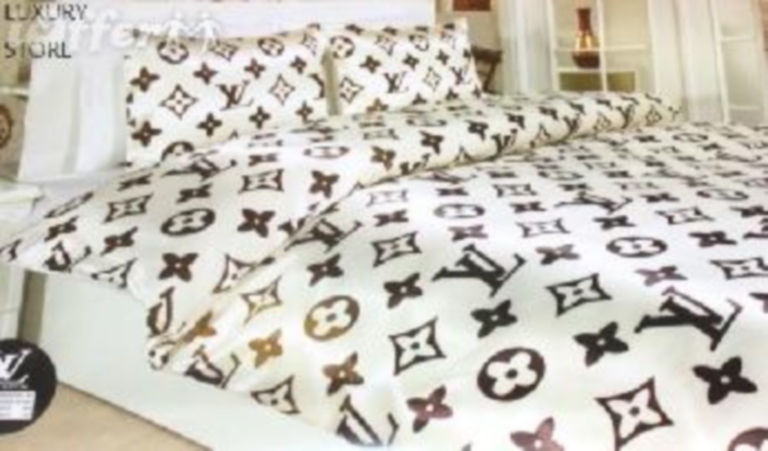 003 Louis Vuitton 6pcs Authentic LUXURY BED SET SATIN made in France King Size