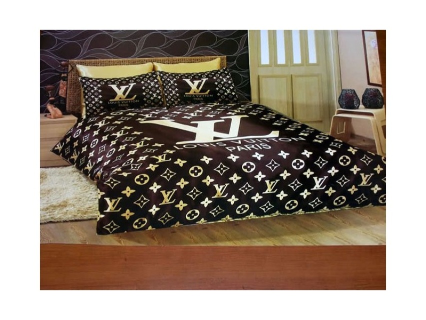 001 Louis Vuitton 6pcs Authentic LUXURY BED SET SATIN made in France King Size